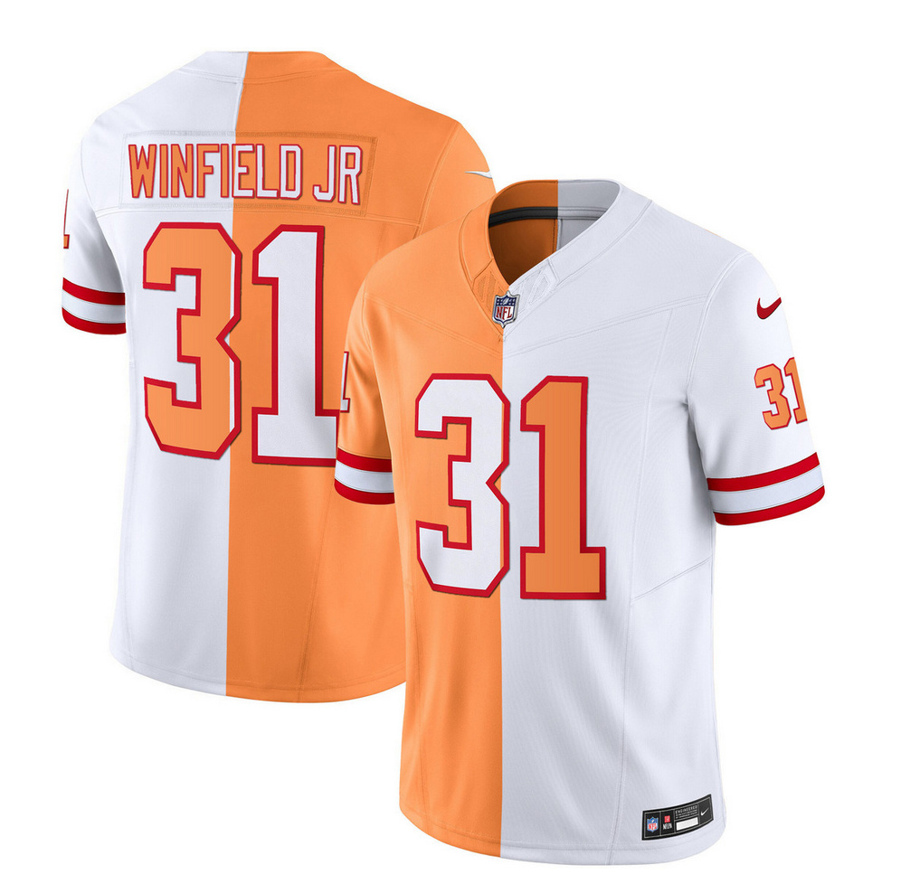 Men's Tampa Bay Buccaneers #31 Antoine Winfield Jr. 2023 F.U.S.E. White/Gold Split Throwback Limited Football Stitched Jersey